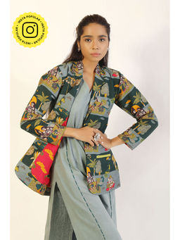 UDD DESIGN - Green Maheshwara Printed Jacket