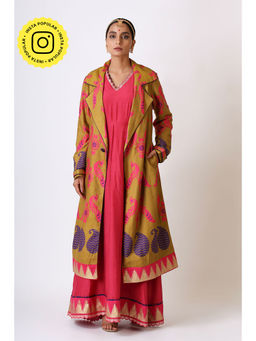 UDD DESIGN - Smriti Olive Trench Printed Coat