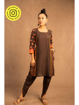 UDD DESIGN - Mukula Coffee Brown Kurta with Dhoti Pant (Set of 2)