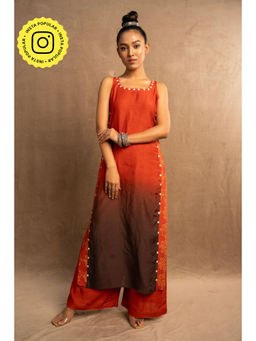 UDD DESIGN - Kolam Rust Shaded Kurta with Palazzo (Set of 2)