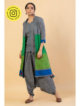 UDD DESIGN - Koyala Grey Top with Jacket and Dhoti Pant (Set of 3)