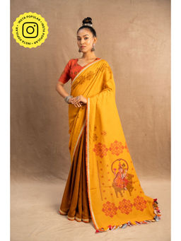 UDD DESIGN - Mustard Mandakini Saree with Unstitched Blouse