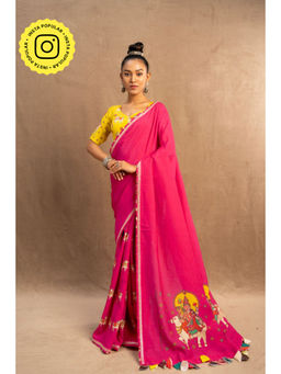 UDD DESIGN - Pink Gauri Saree with Unstitched Blouse