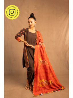 UDD DESIGN - Orange Printed Mukula Dupatta
