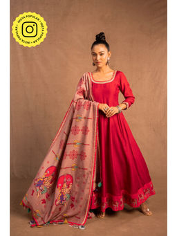 UDD DESIGN - Pink Printed Kolam Dupatta