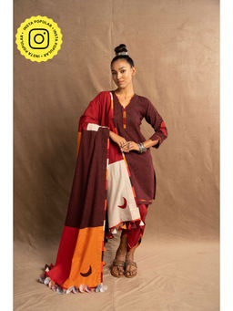 UDD DESIGN - Brown Colour Block Jvalan Dupatta