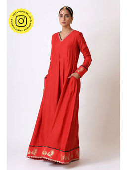 UDD DESIGN - Sam Bandh Red Anarkali Dress