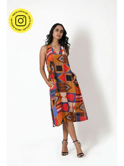 UDD DESIGN - Brown Cosmos Calling Midi Dress
