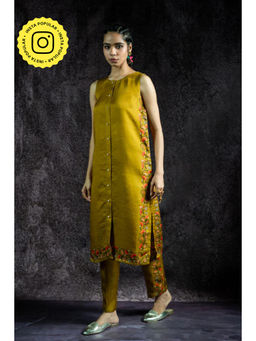 UDD DESIGN - Kamal Leela Metallic Olive Kurta with Pant