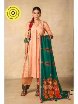 UDD DESIGN - Ayodhya Aabha peach Kura with Salwar and Dupatta