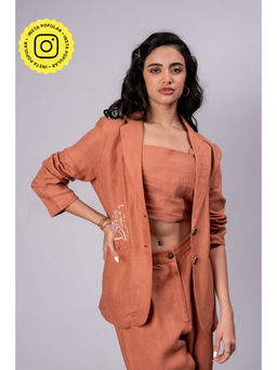 Zebein - Diane Linen Blazer With Welt Pockets - Sand Brown