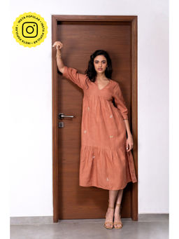 Zebein - Meadow Linen Dress With Pockets - Sand Brown