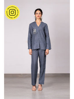 Zebein - Pamela Linen Shirt With Patch Pocket - Charcoal Grey