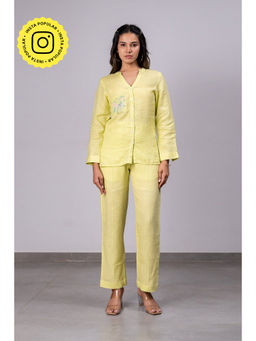 Zebein - Pamela Linen Shirt With Patch Pocket - Lime