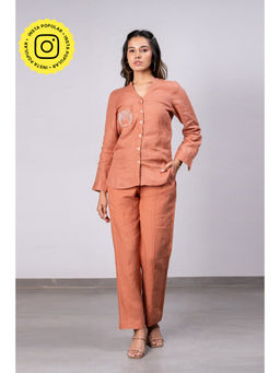 Zebein - Pamela Linen Shirt With Patch Pocket - Sand Brown