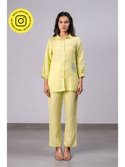Zebein - Carla Linen Bobbin Shirt With Pockets - Lime