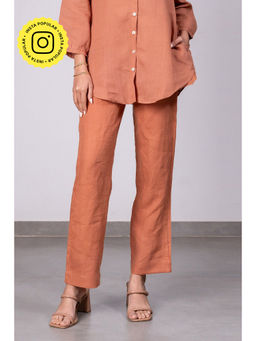 Zebein - Maya Linen Narrow Pants - Sand Brown