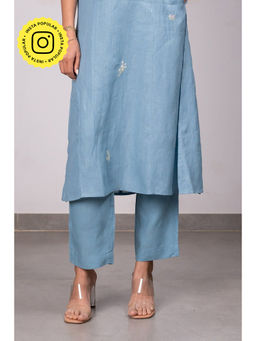 Zebein - Maya Linen Narrow Pants - Icy Blue