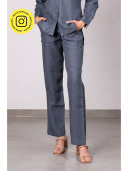 Zebein - Maya Linen Narrow Pants - Charcoal Grey