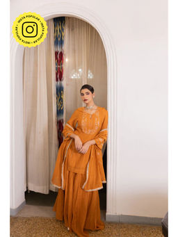 Zebein - Roshni Sharara Kurti with Sharara and Dupatta - Orange