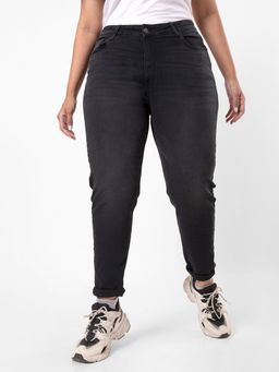 Instafab Plus - Size Women Solid Casual Black Jeans Black