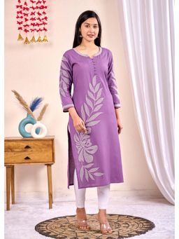 Autumnlane - Purple Hansika Orchid Embroidered Kurta