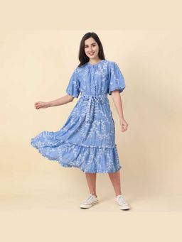 Mukul - Blue Embroidered Midi Dress