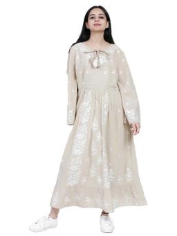 Mukul - Beige All-Over Embroidered Maxi Dress