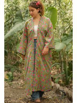 NILAM INDIA - Moye Dahlia Hand Block Printed Kimono with Belt