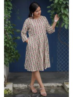 NILAM INDIA - Chhaya Periwinkle Ivory Skater Dress (S)