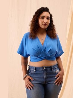 NILAM INDIA - Zoya Blue Hand Dyed Pleated Top (XS)