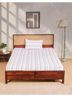 Fabindia - Beige Nivan Cotton Woven Bed Sheet With 1 Pillow Cover