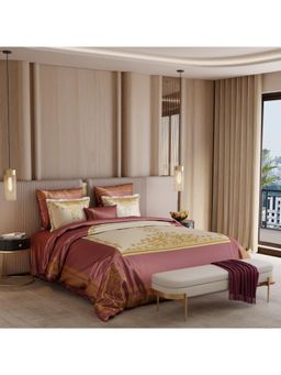 Stoa Paris - Coronation 300 Tc Sateen Caramel Opus Printed Super King Ensemble 7 Piece Bed In Bag