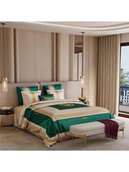 Stoa Paris - Coronation Sateen Emerald'S Grace Printed Super King Ensemble 7 Piece Bed In Bag
