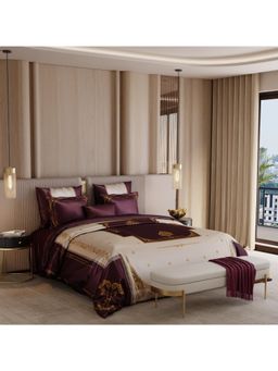 Stoa Paris - Coronation Sateen Cabernet Royale Printed Super King Ensemble 7 Piece Bed In Bag