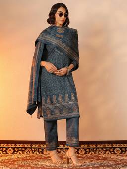 Libas - wool Straight Kurta with Pant and Dupatta for Women