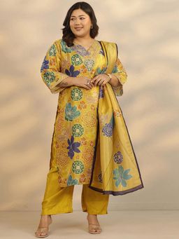 Extra love by Libas - Silk blend Straight Kurta with Pant and Dupatta for Women