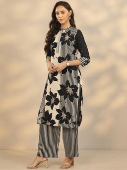 Libas - Silk blend Straight Kurta with Palazzo Set for Women - Black