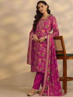 Libas - Silk blend Straight Kurta with Pant and Dupatta for Women