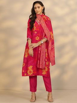 Libas - Silk blend Straight Kurta with Pant and Dupatta for Women