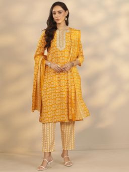 Libas - cotton blend Straight Kurta with Pant and Dupatta for Women