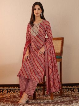 Libas - cotton blend Straight Kurta with Pant and Dupatta for Women