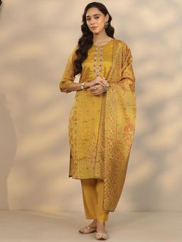 Libas - Silk blend Straight Kurta with Pant and Dupatta for Women