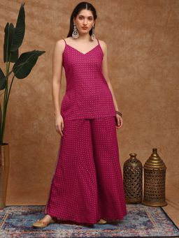 Globus - Women Pink Ethnic Gold Foil Print Co-ord Set