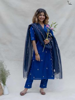 Suta - Blue Viscose Kurta with Pant and Dupatta
