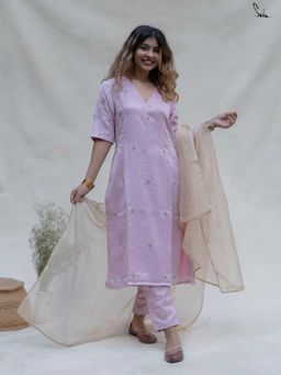 Suta - Baby Pink Viscose Kurta with Pant and Dupatta