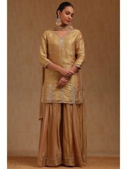 Soch - Womens Beige Fendi Kurta with Palazzo and Dupatta Set