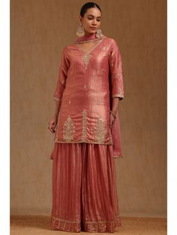 Soch - Womens Pink Fendi Kurta with Palazzo and Dupatta Set