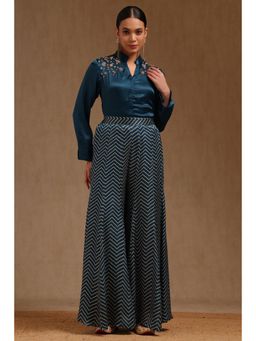 Soch - Womens Blue Satin Solid Co-ord Set