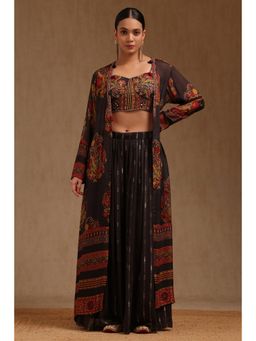 Soch - Womens Brown Chinon Ethnic Motifs Co-ord Set